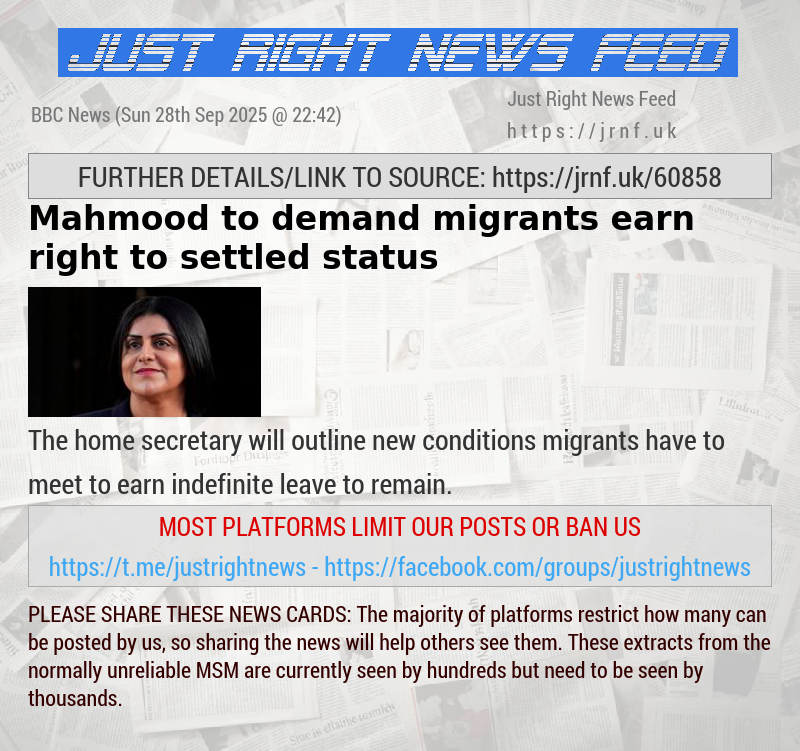 Mahmood to demand migrants earn right to settled status