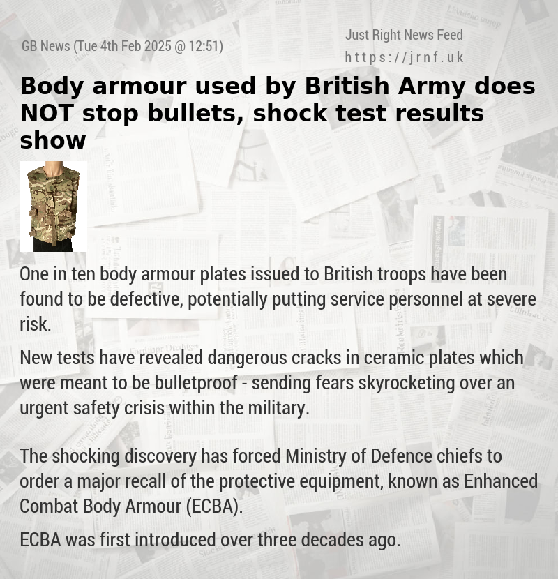 Body armour used by British Army does NOT stop bullets, shock test results show