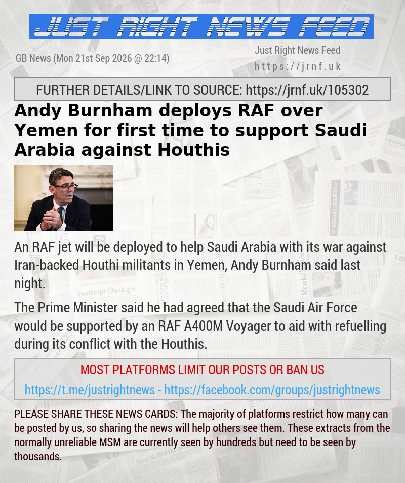Andy Burnham deploys RAF over Yemen for first time to support Saudi Arabia against Houthis