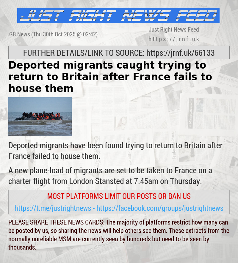 Deported migrants caught trying to return to Britain after France fails to house them
