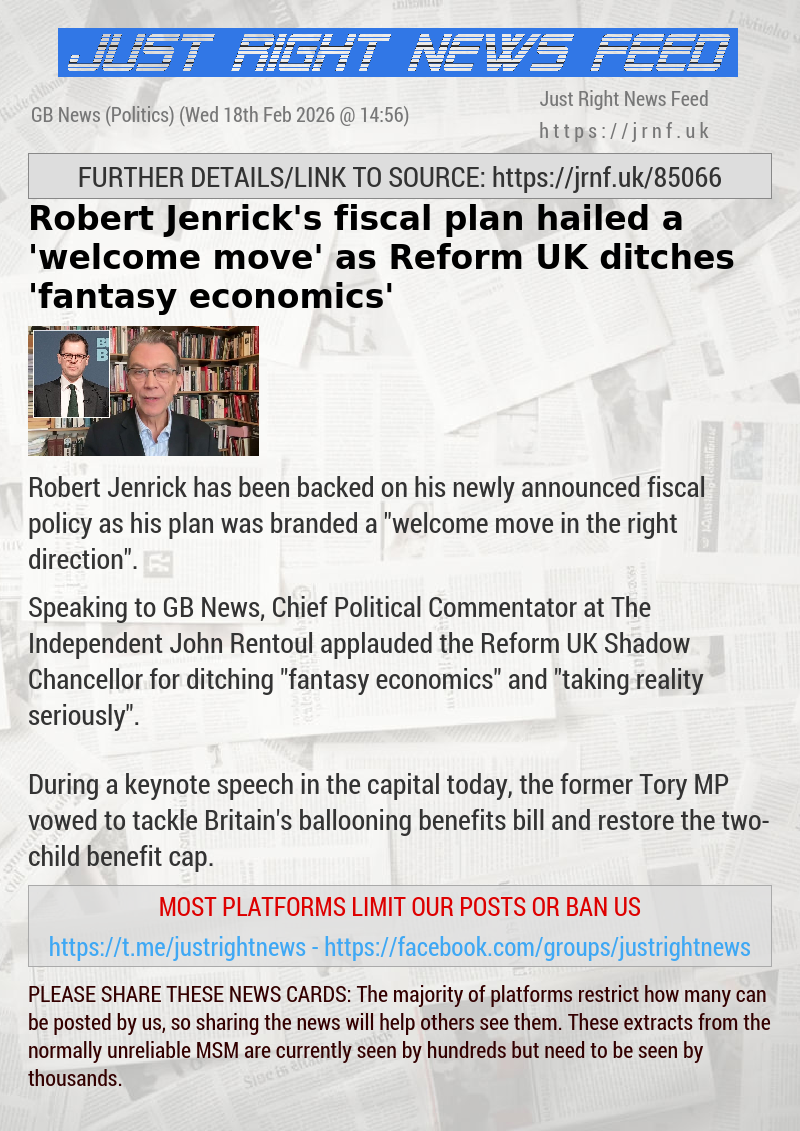 Robert Jenrick’s fiscal plan hailed a ’welcome move’ as Reform UK ditches ’fantasy economics’