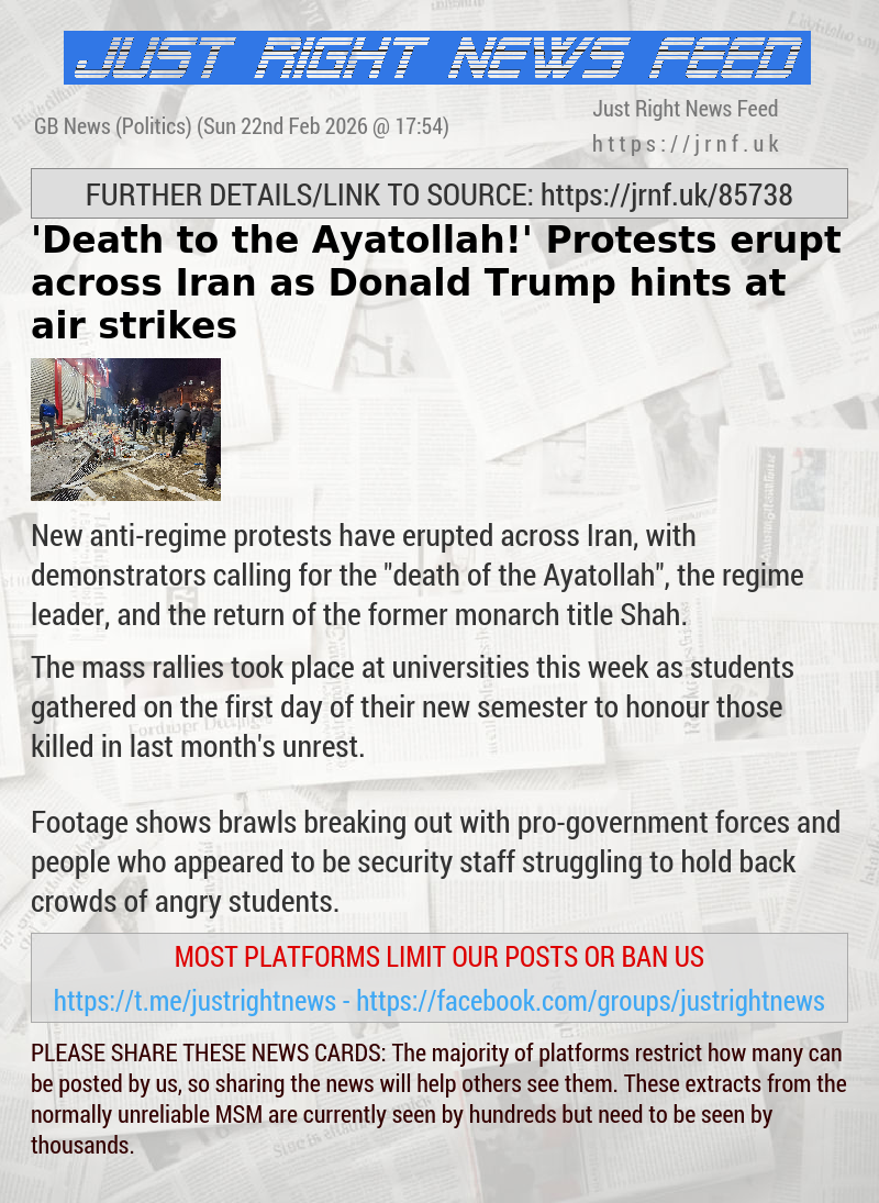 ’Death to the Ayatollah!’ Protests erupt across Iran as Donald Trump hints at air strikes