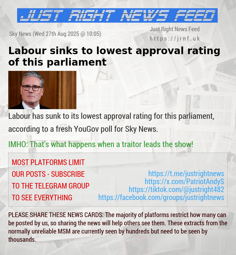 Labour sinks to lowest approval rating of this parliament 