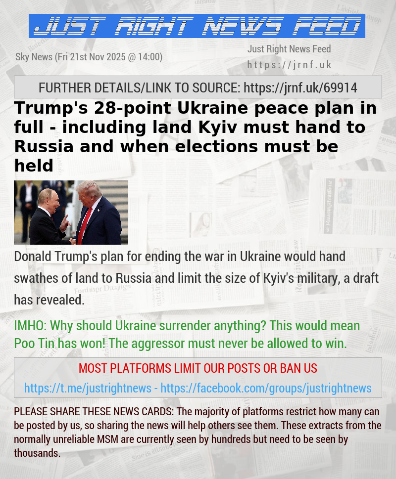 Trump’s 28—point Ukraine peace plan in full — including land Kyiv must hand to Russia and when elections must be held