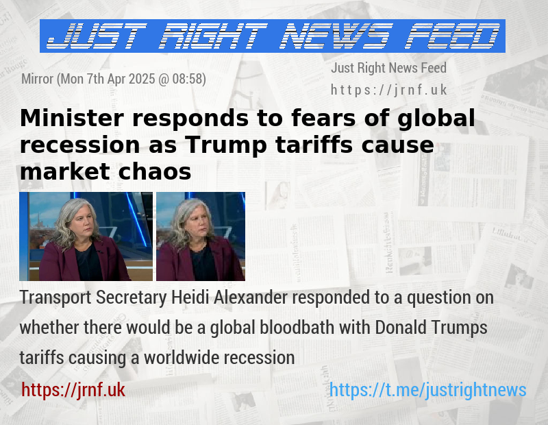 Minister responds to fears of global recession as Trump tariffs cause market chaos