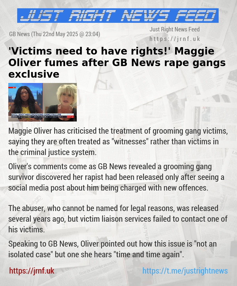 ’Victims need to have rights!’ Maggie Oliver fumes after GB News rape gangs exclusive