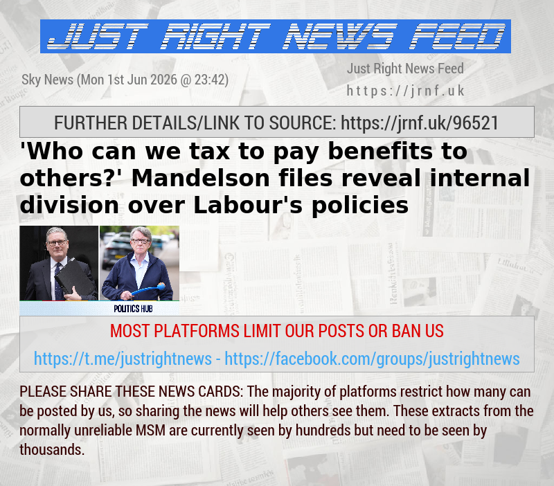 ’Who can we tax to pay benefits to others?’ Mandelson files reveal internal division over Labour’s policies