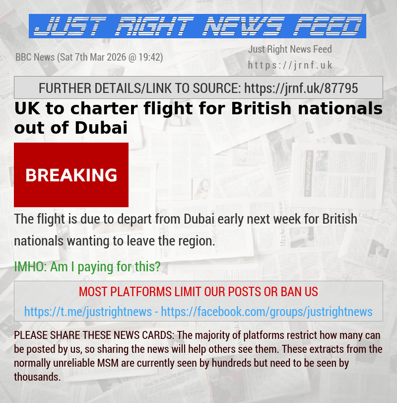 UK to charter flight for British nationals out of Dubai