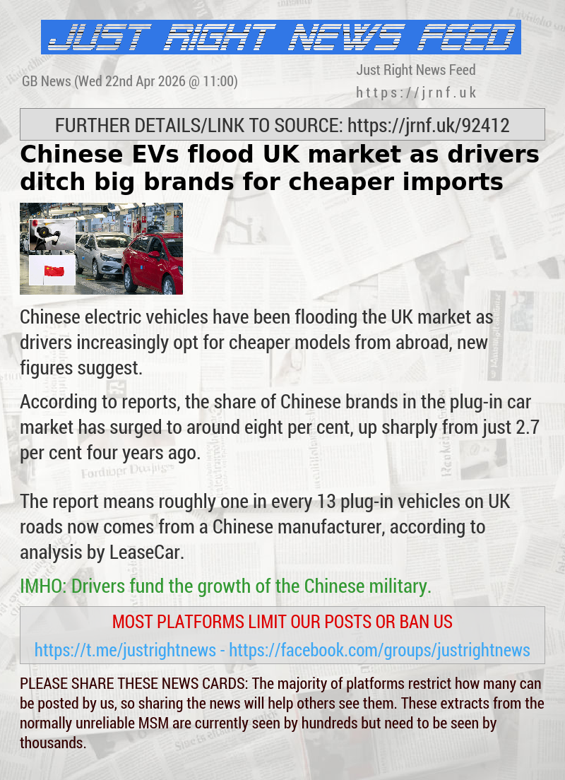 Chinese EVs flood UK market as drivers ditch big brands for cheaper imports