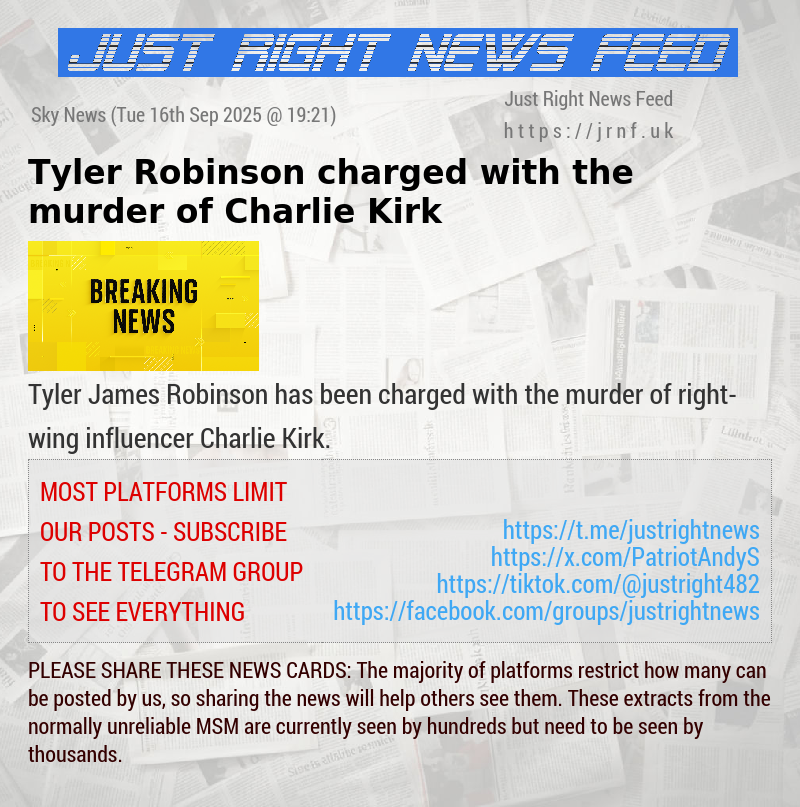 Tyler Robinson charged with the murder of Charlie Kirk