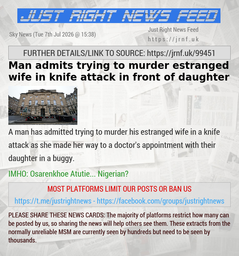 Man admits trying to murder estranged wife in knife attack in front of daughter