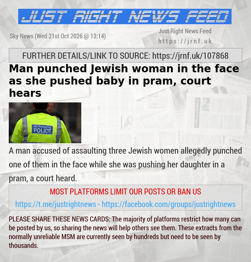 Man punched Jewish woman in the face as she pushed baby in pram, court hears