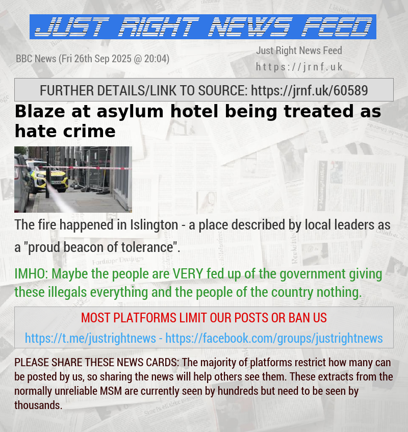 Blaze at asylum hotel being treated as hate crime