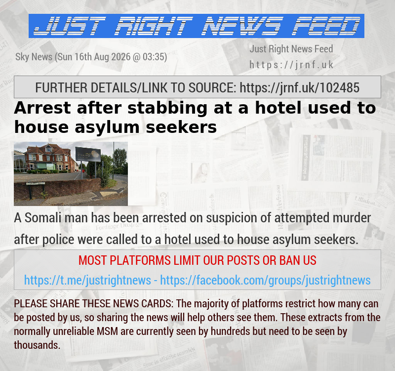 Arrest after stabbing at a hotel used to house asylum seekers 