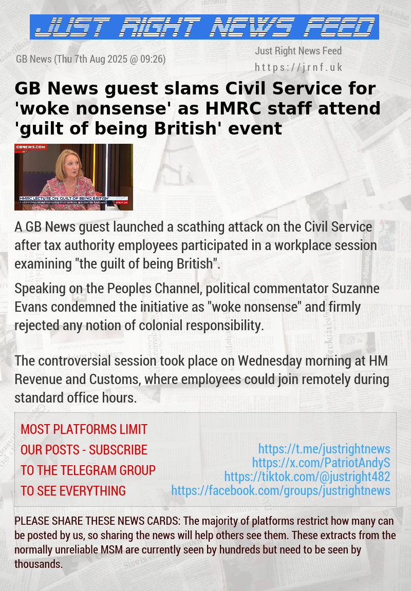 GB News guest slams Civil Service for ’woke nonsense’ as HMRC staff attend ’guilt of being British’ event