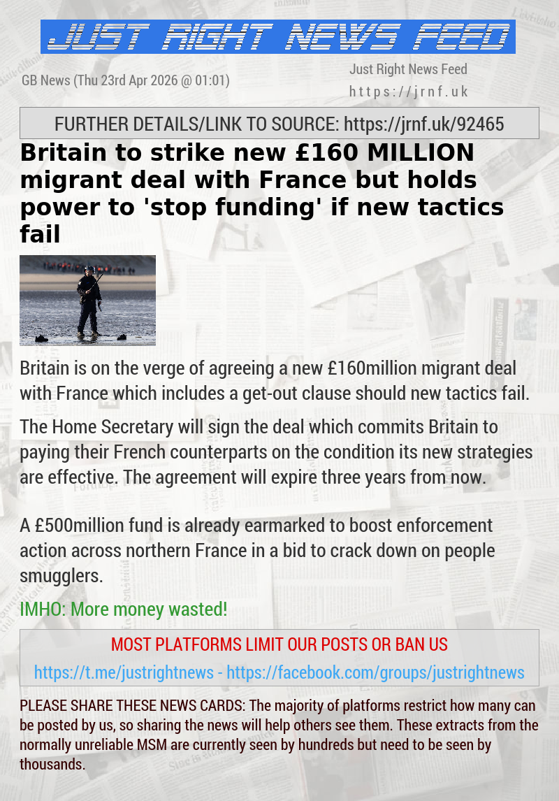Britain to strike new &pound;160 MILLION migrant deal with France but holds power to ’stop funding’ if new tactics fail
