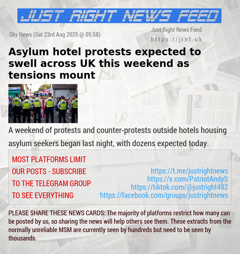 Asylum hotel protests expected to swell across UK this weekend — as tensions mount