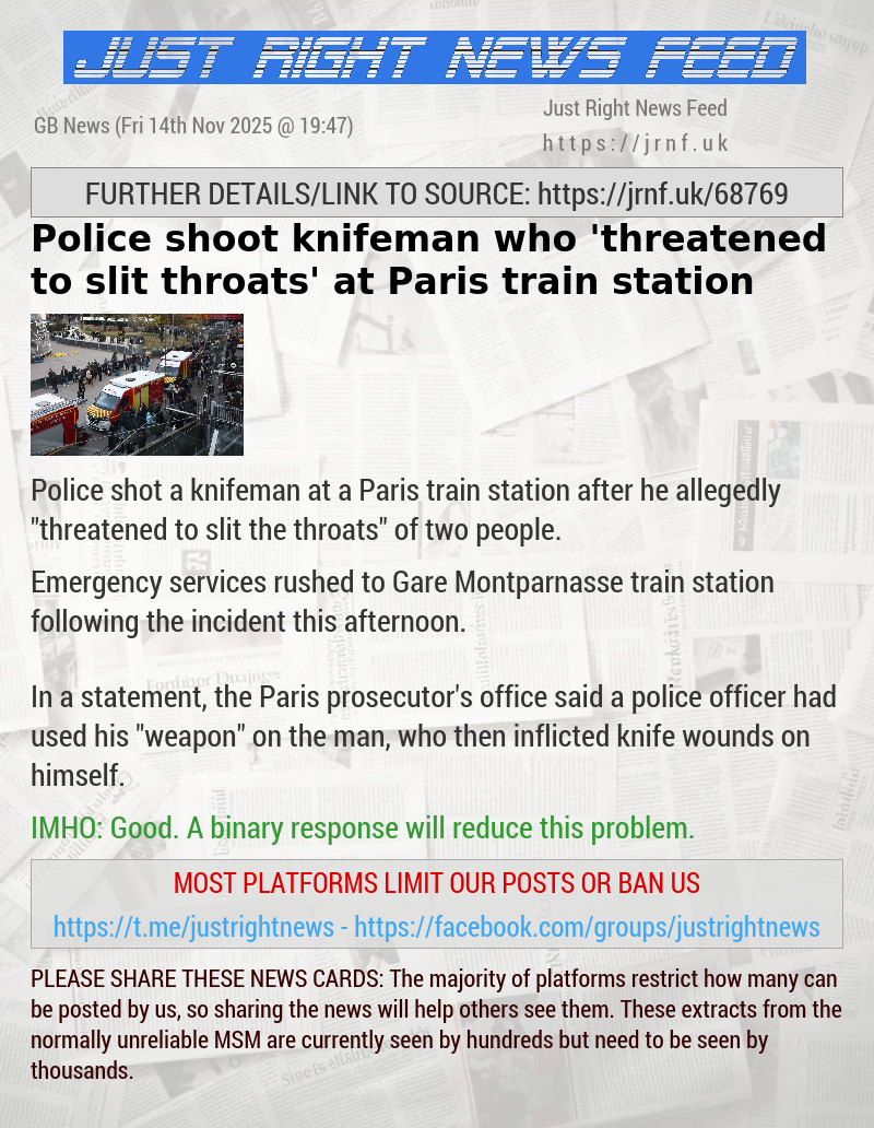 Police shoot knifeman who ’threatened to slit throats’ at Paris train station