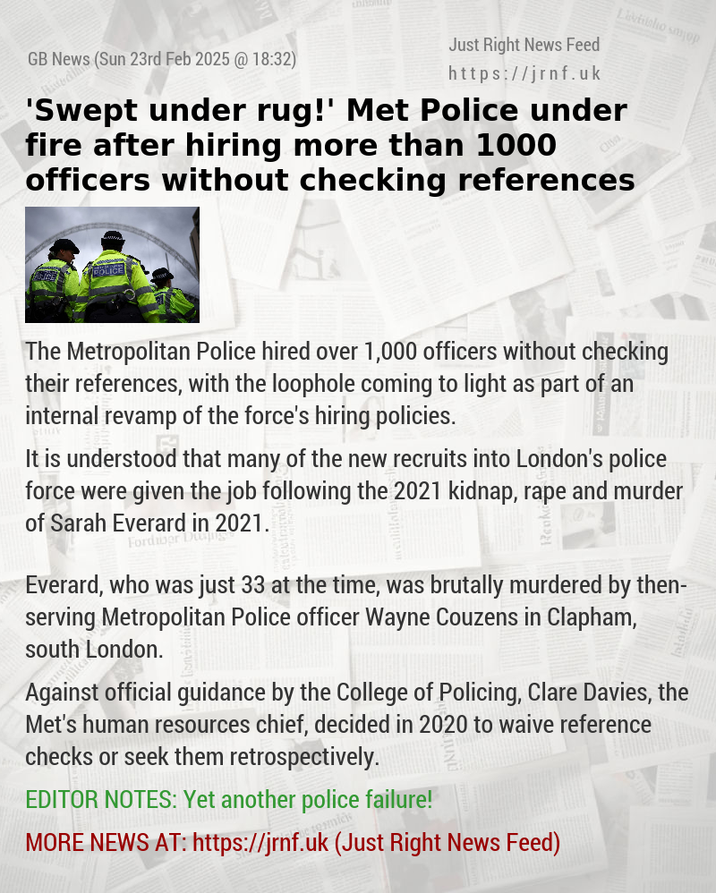 ’Swept under rug!’ Met Police under fire after hiring more than 1000 officers without checking references