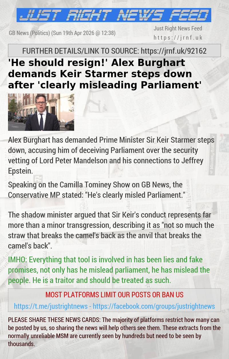 ’He should resign!’ Alex Burghart demands Keir Starmer steps down after ’clearly misleading Parliament’