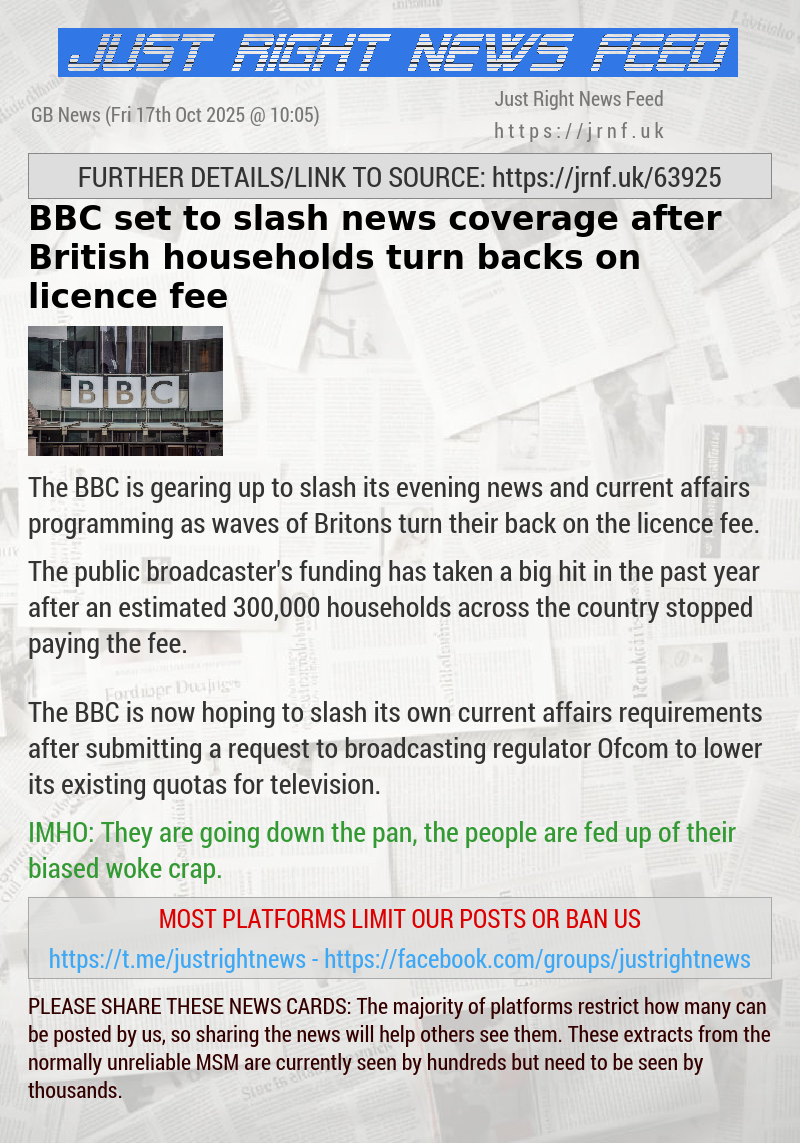 BBC set to slash news coverage after British households turn backs on licence fee