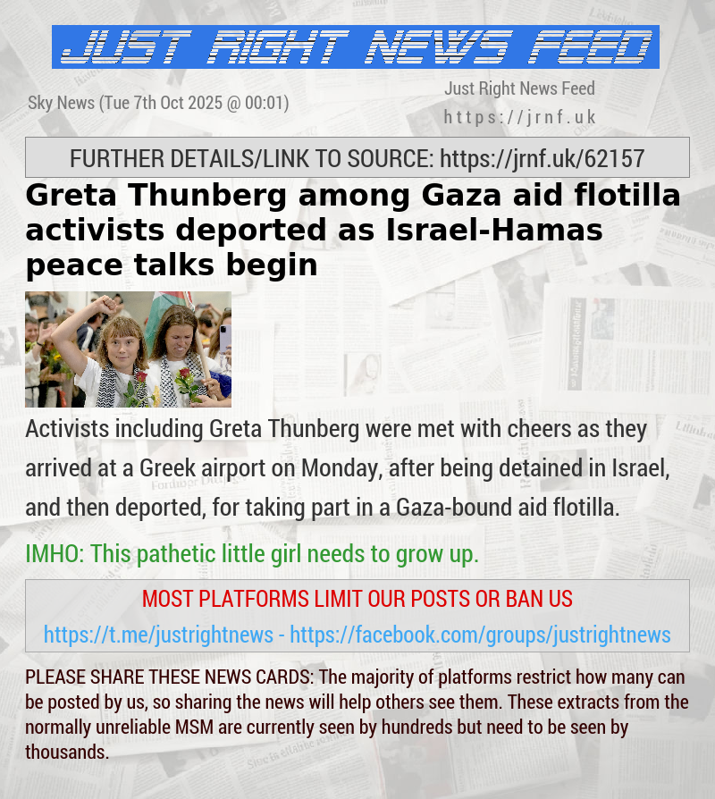 Greta Thunberg among Gaza aid flotilla activists deported as Israel—Hamas peace talks begin