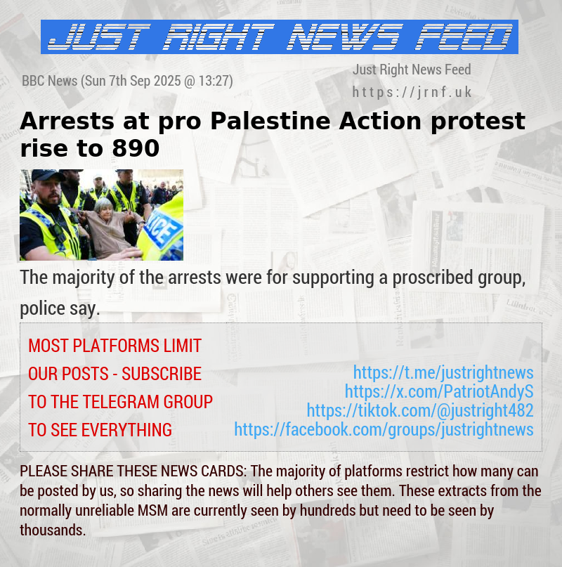Arrests at pro—Palestine Action protest rise to 890