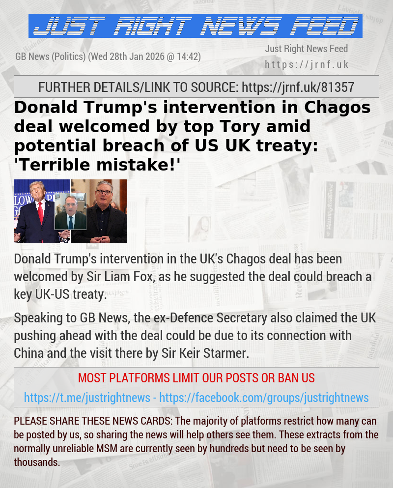 Donald Trump’s intervention in Chagos deal welcomed by top Tory amid potential breach of US—UK treaty: ’Terrible mistake!’