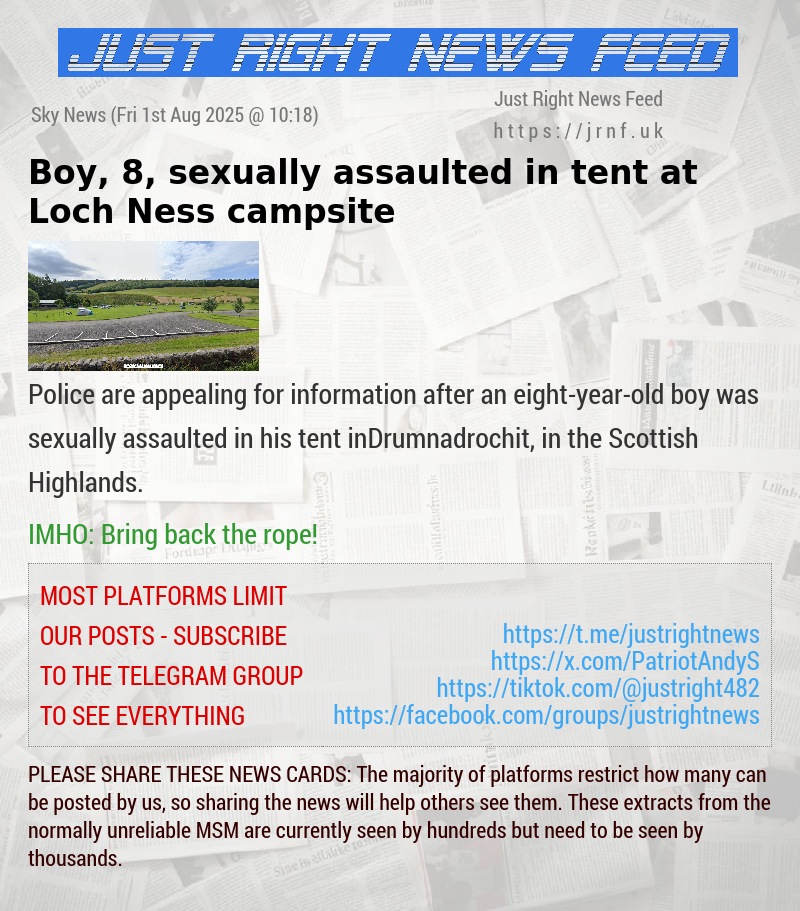 Boy, 8, sexually assaulted in tent at Loch Ness campsite