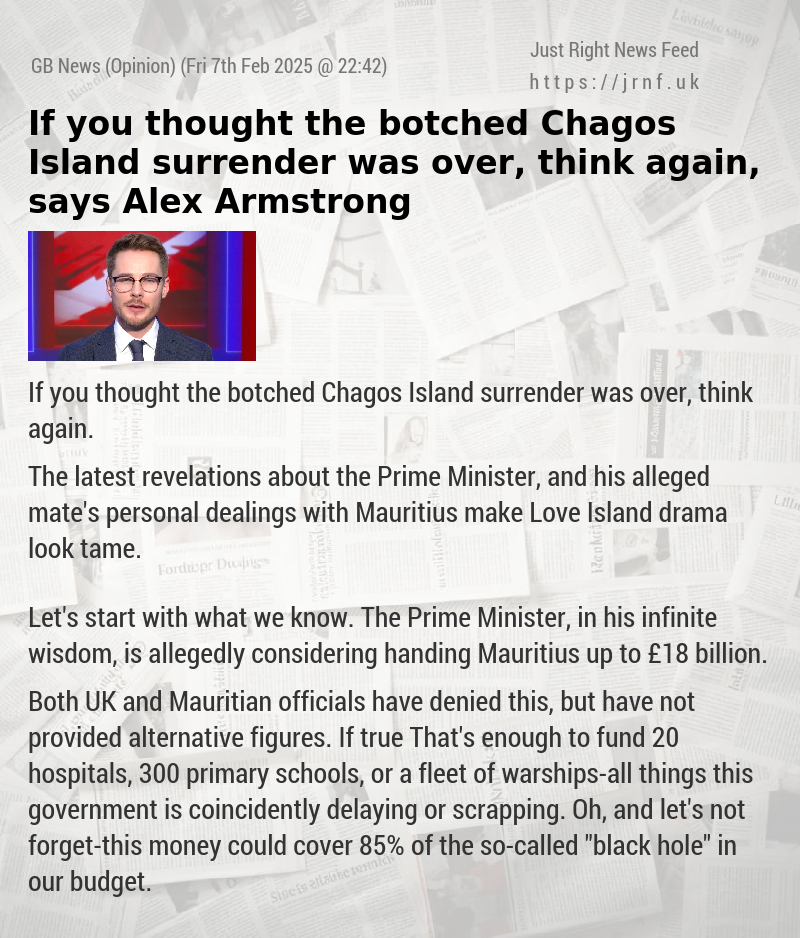 If you thought the botched Chagos Island surrender was over, think again, says Alex Armstrong