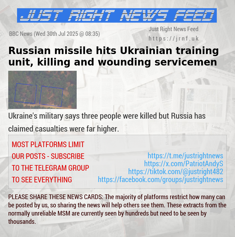 Russian missile hits Ukrainian training unit, killing and wounding servicemen