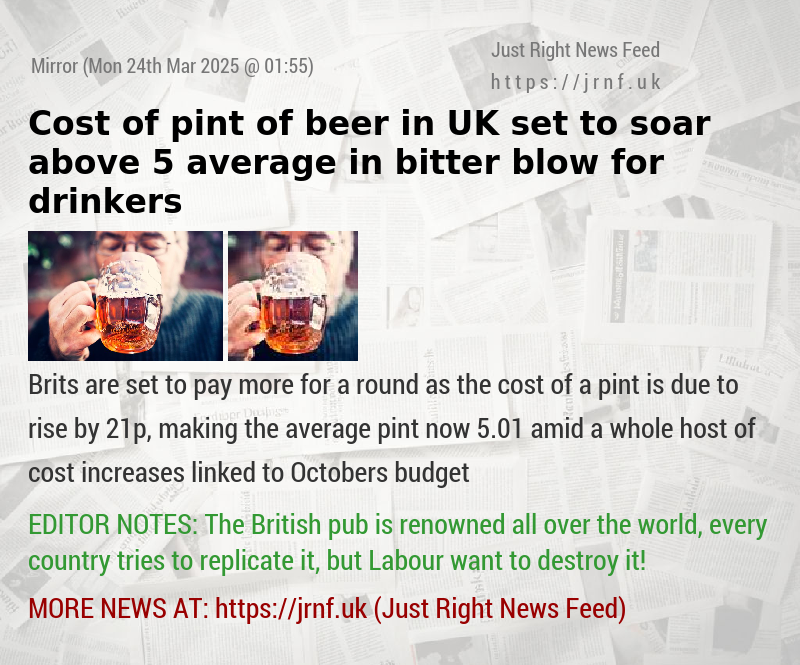 Cost of pint of beer in UK set to soar above 5 average in bitter blow for drinkers