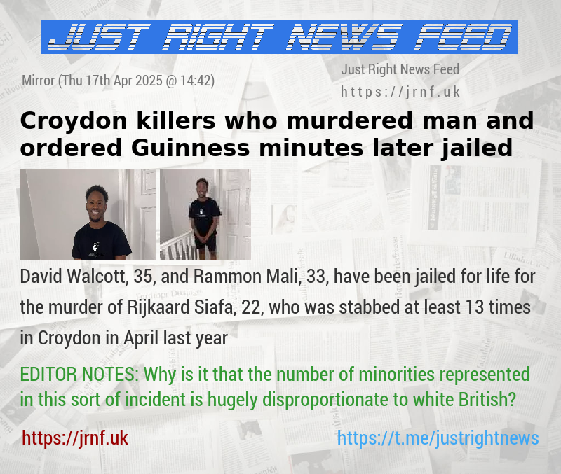 Croydon killers who murdered man and ordered Guinness minutes later jailed