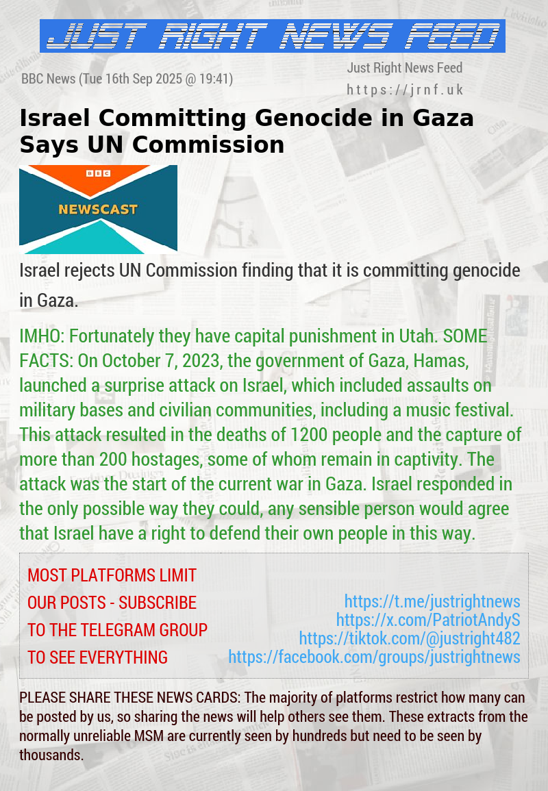 Israel Committing Genocide in Gaza Says UN Commission