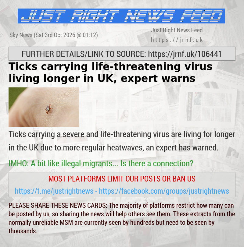 Ticks carrying life—threatening virus living longer in UK, expert warns