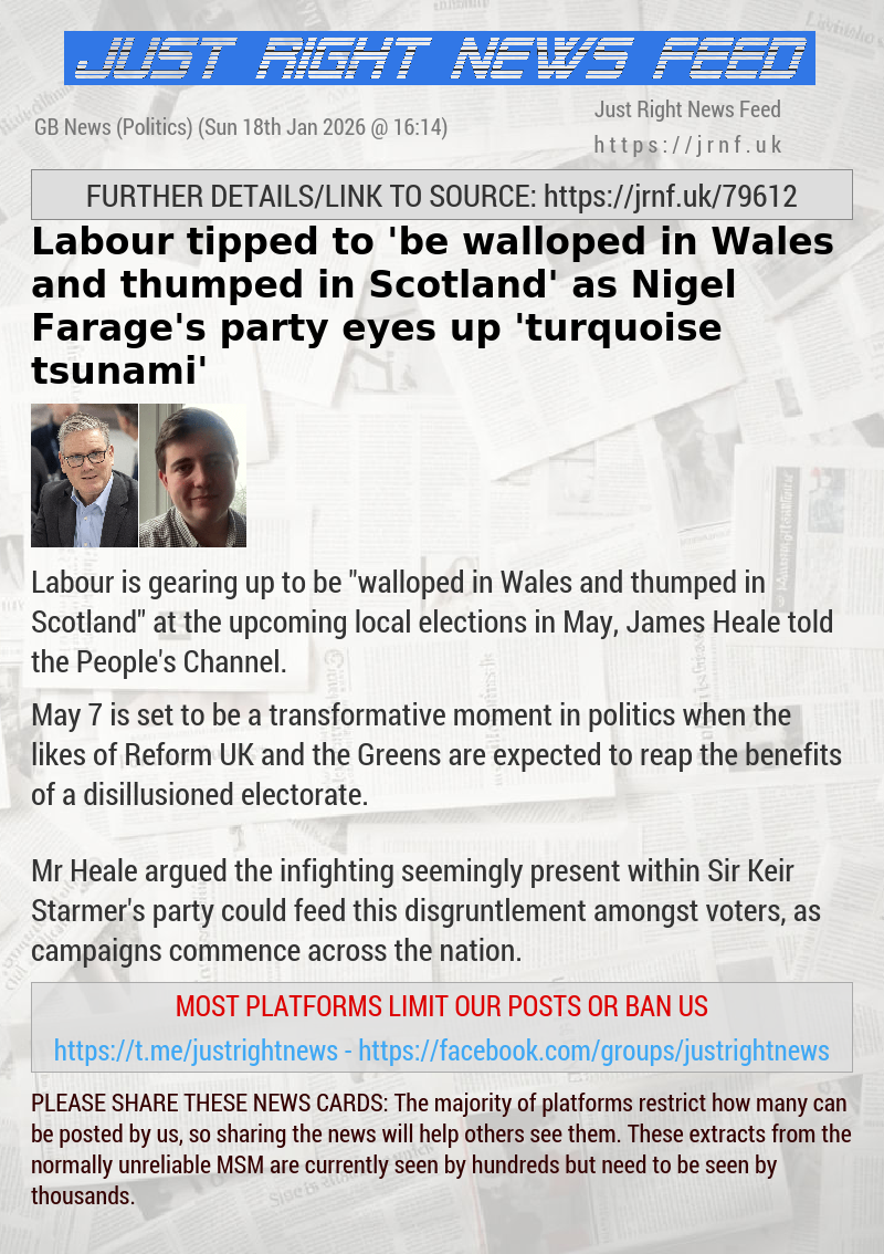 Labour tipped to ’be walloped in Wales and thumped in Scotland’ as Nigel Farage’s party eyes up ’turquoise tsunami’