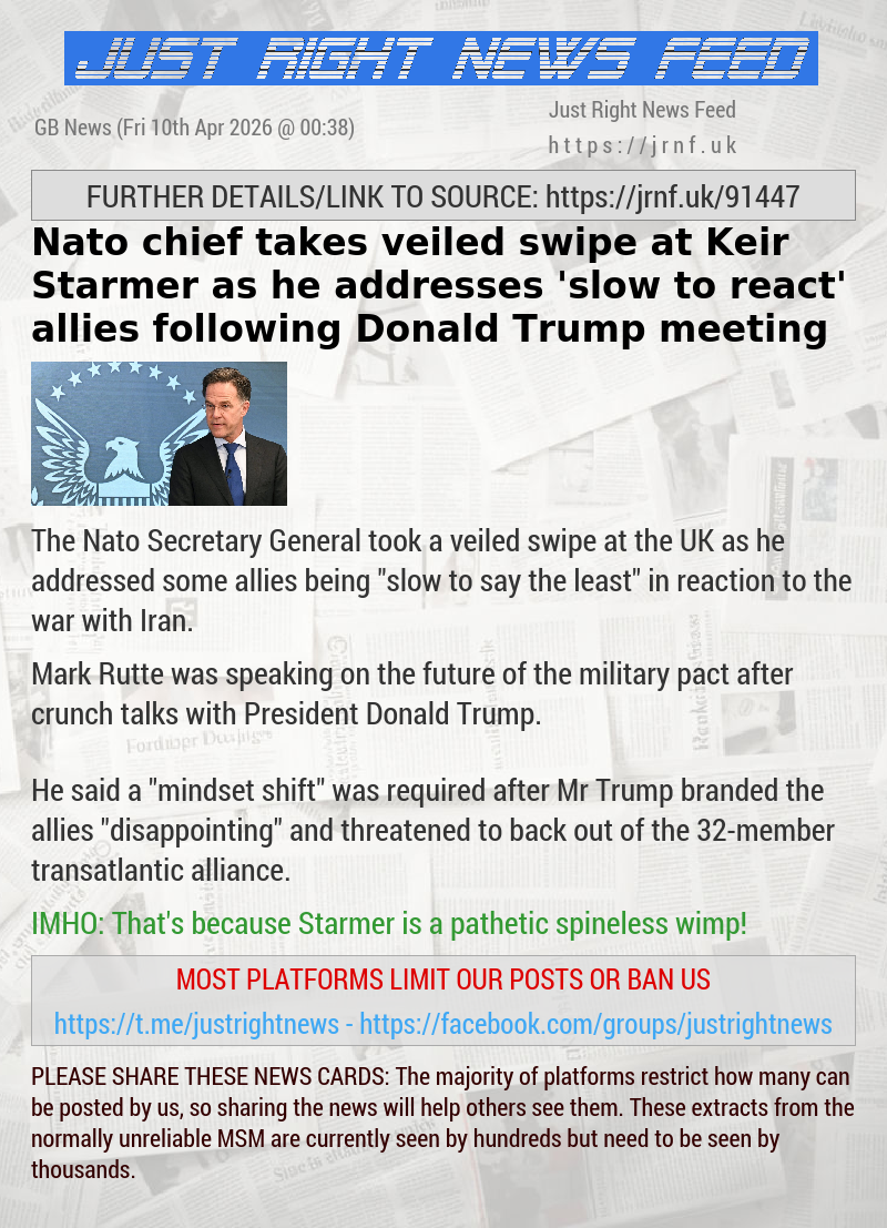 Nato chief takes veiled swipe at Keir Starmer as he addresses ‘slow to react’ allies following Donald Trump meeting