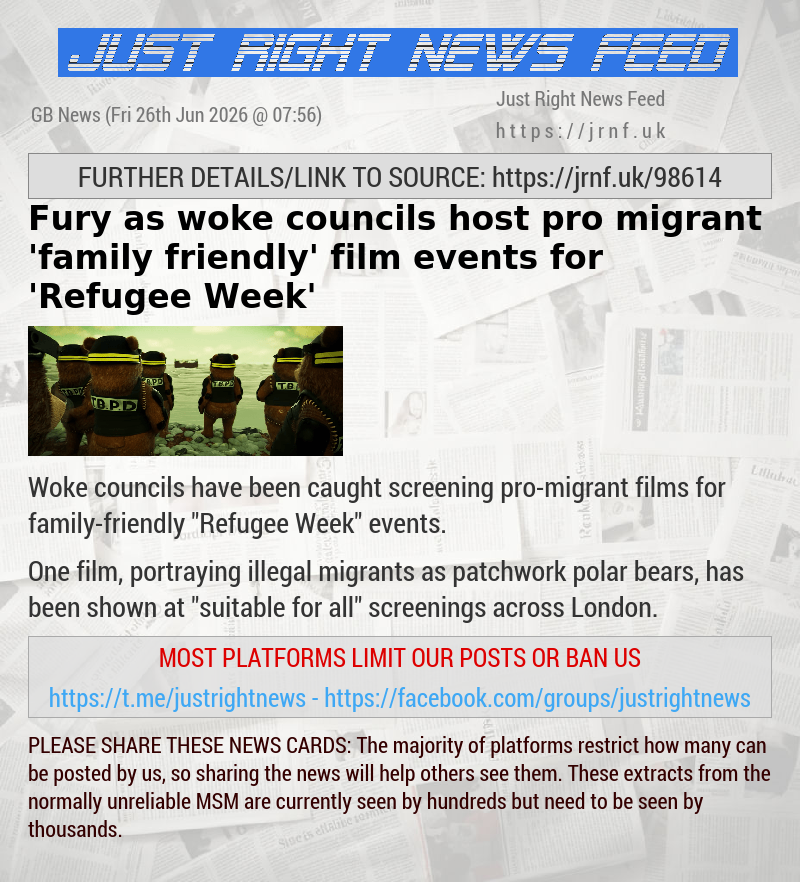Fury as woke councils host pro—migrant ’family—friendly’ film events for ’Refugee Week’