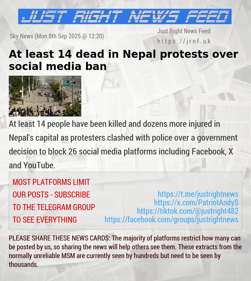 At least 14 dead in Nepal protests over social media ban