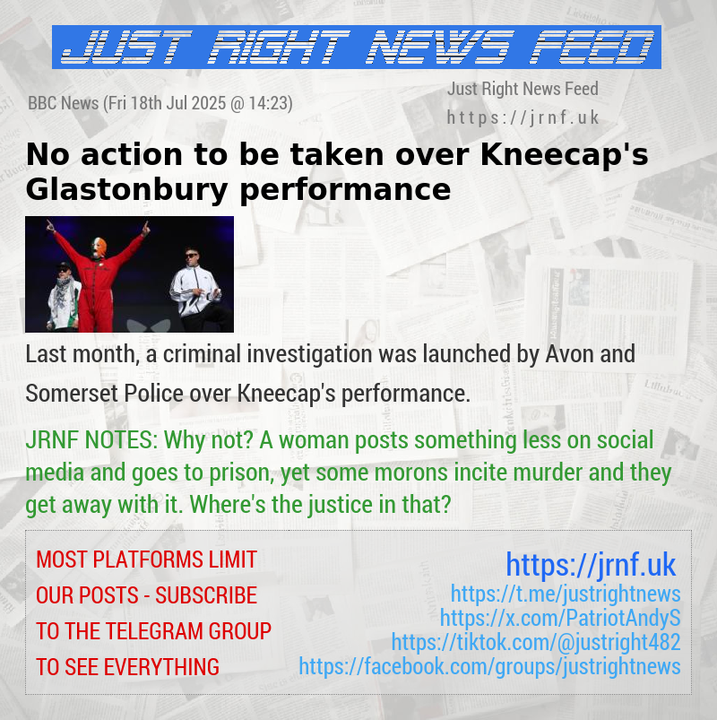 No action to be taken over Kneecap’s Glastonbury performance