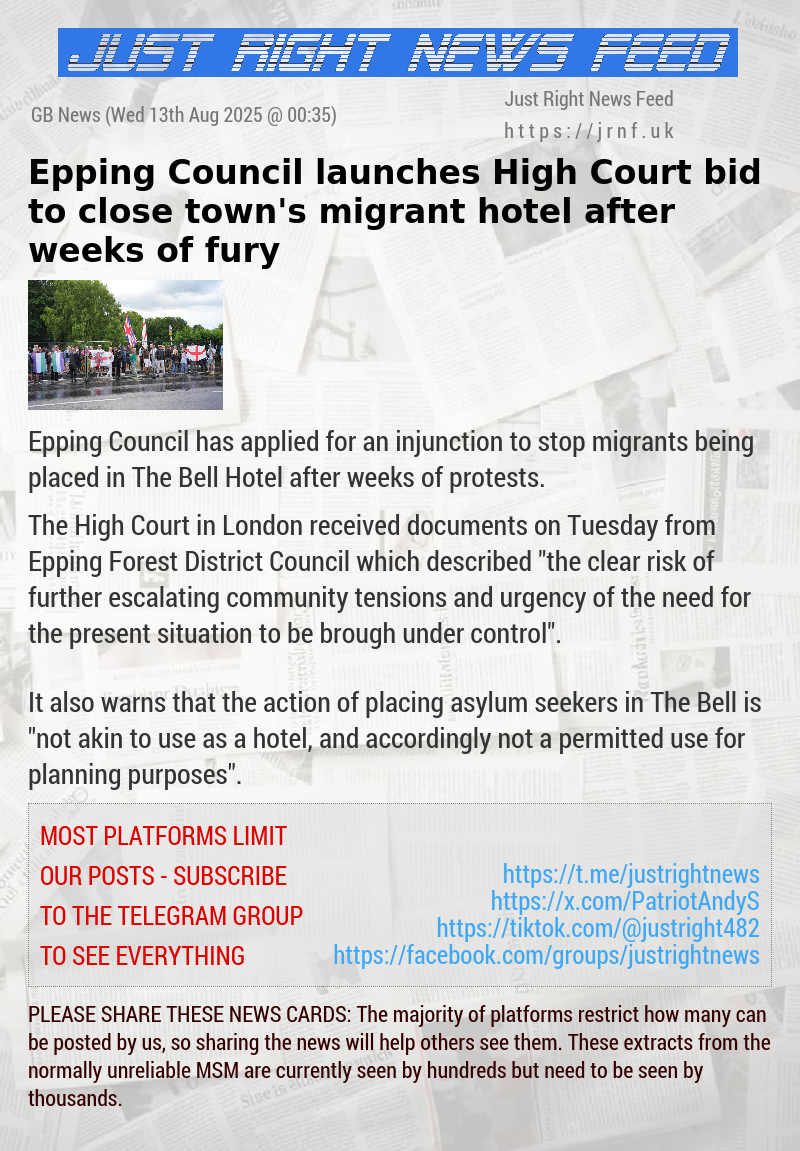 Epping Council launches High Court bid to close town’s migrant hotel after weeks of fury