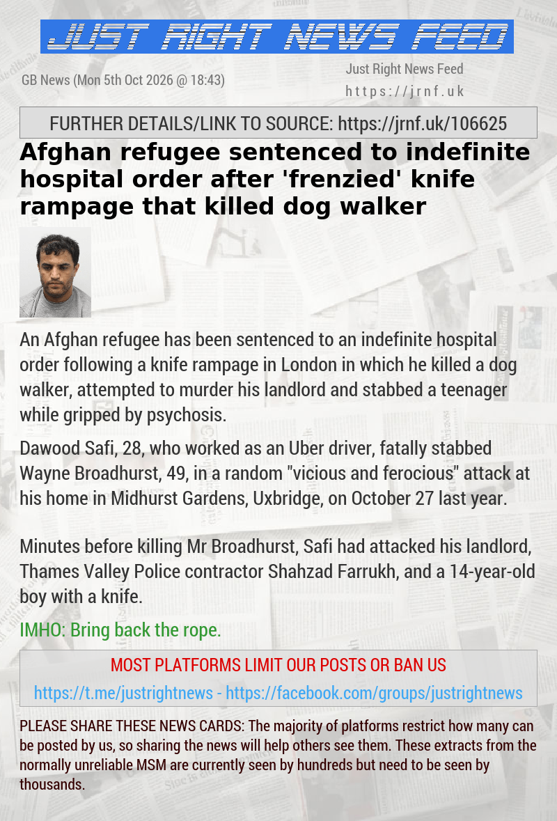 Afghan refugee sentenced to indefinite hospital order after ‘frenzied’ knife rampage that killed dog walker