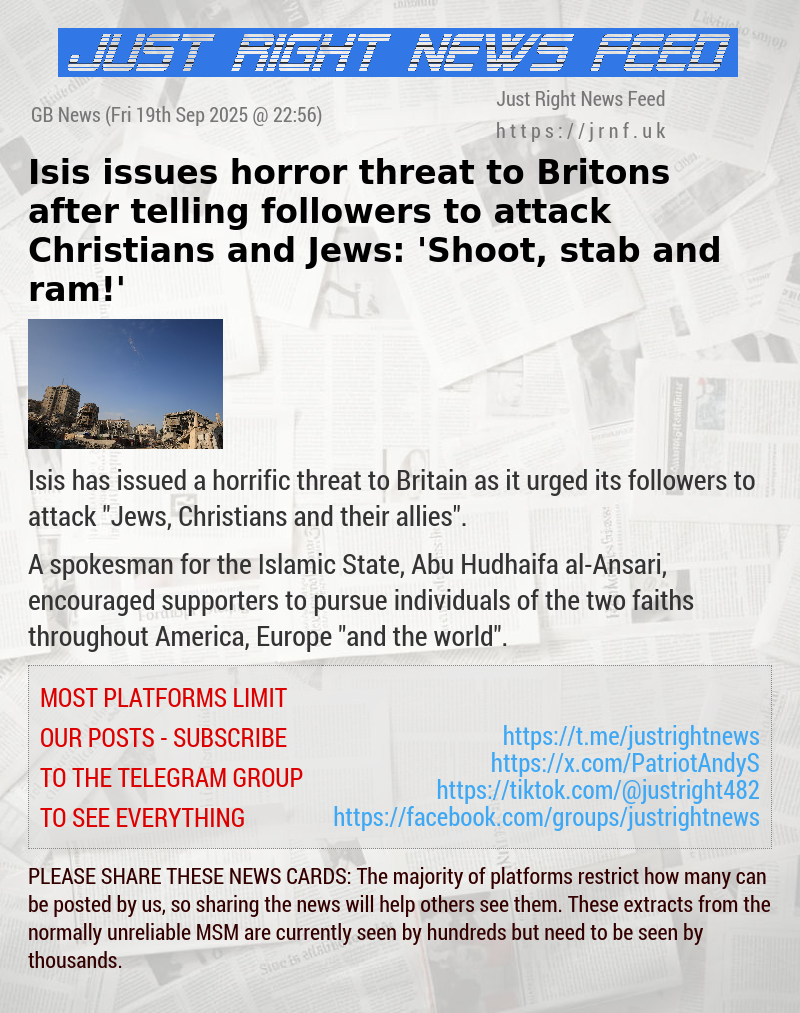 Isis issues horror threat to Britons after telling followers to attack Christians and Jews: ’Shoot, stab and ram!’