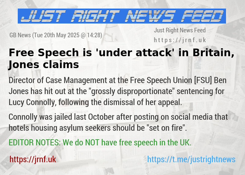 Free Speech is ’under attack’ in Britain, Jones claims