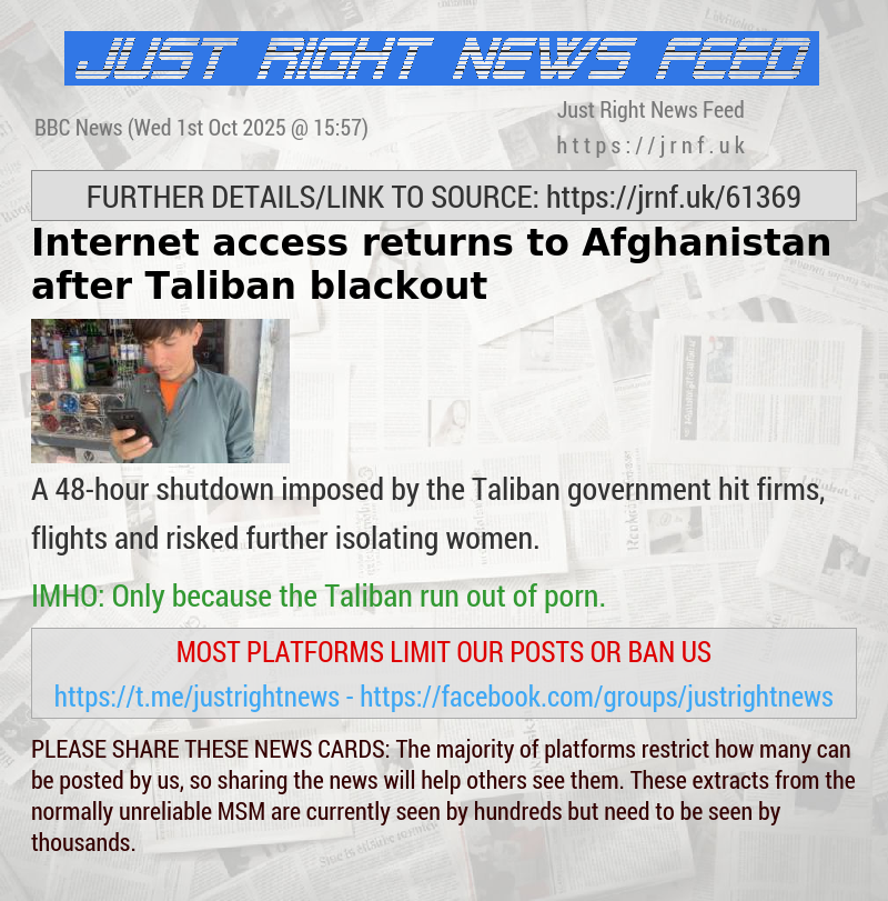 Internet access returns to Afghanistan after Taliban blackout