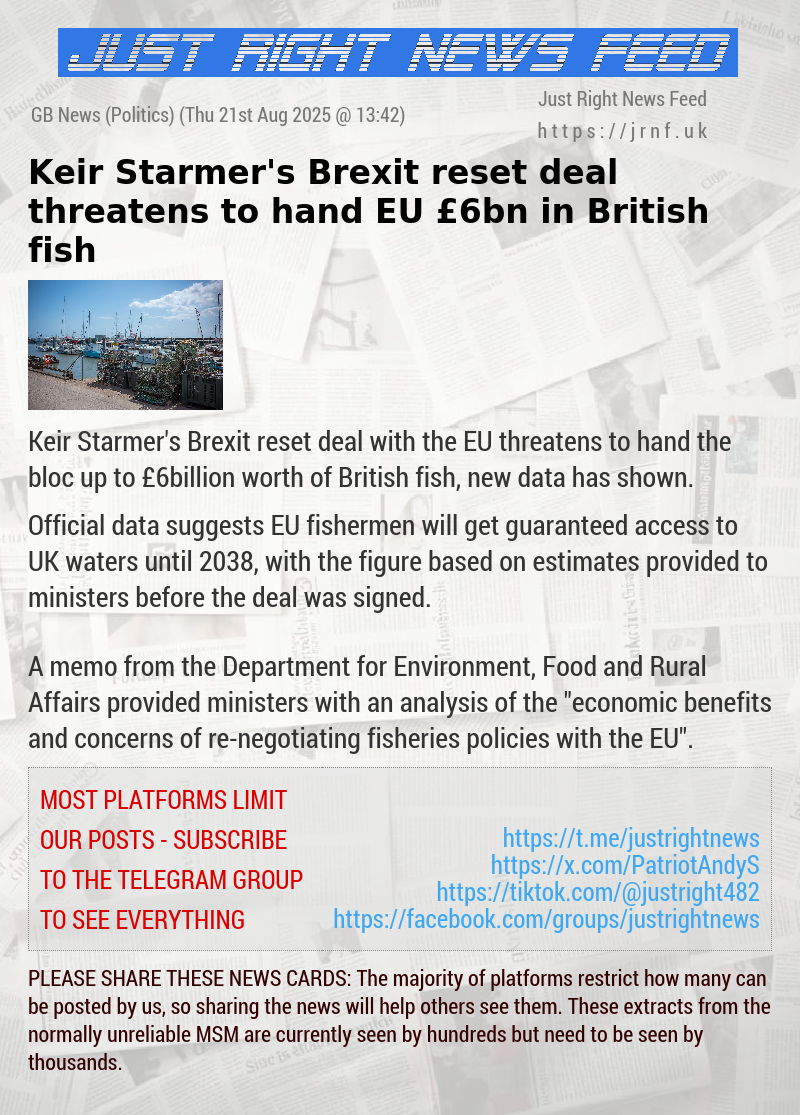 Keir Starmer’s Brexit reset deal threatens to hand EU £6bn in British fish