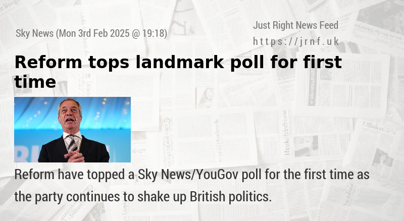 Reform tops landmark poll for first time