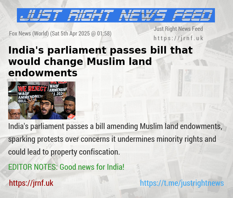 India’s parliament passes bill that would change Muslim land endowments