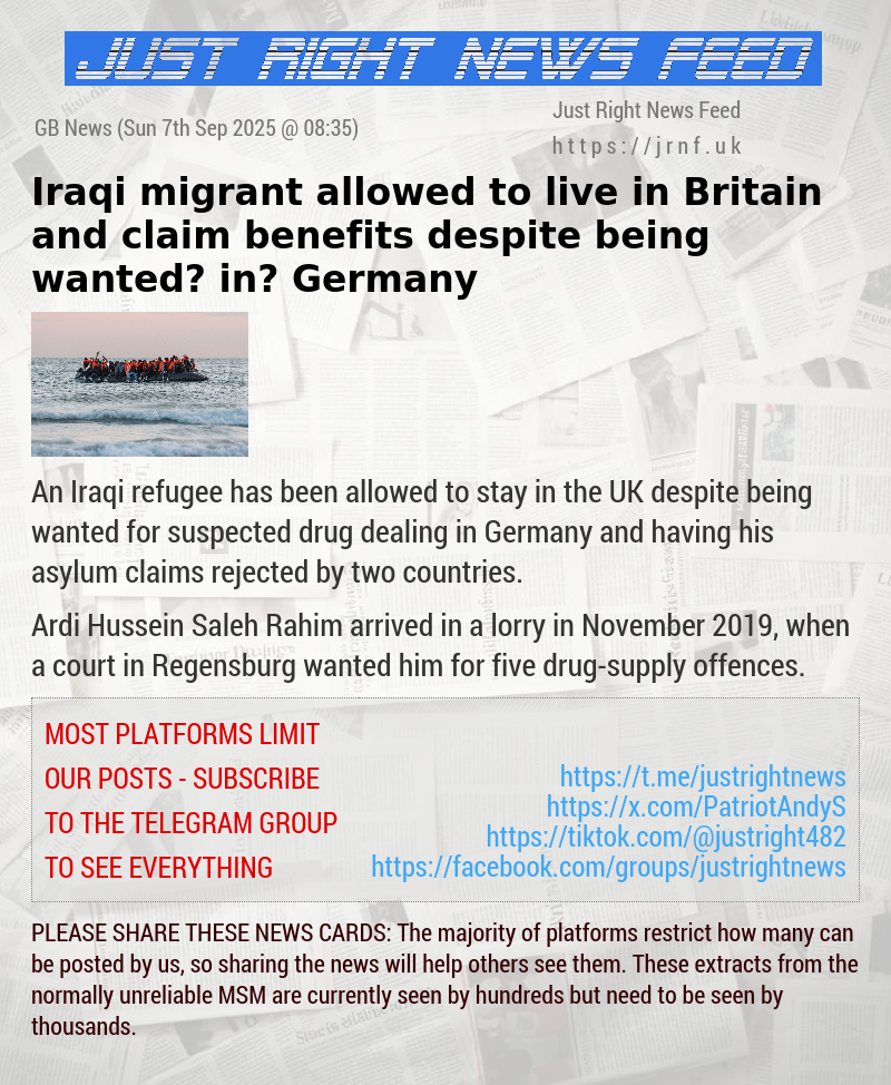 Iraqi migrant allowed to live in Britain and claim benefits despite being wanted in Germany