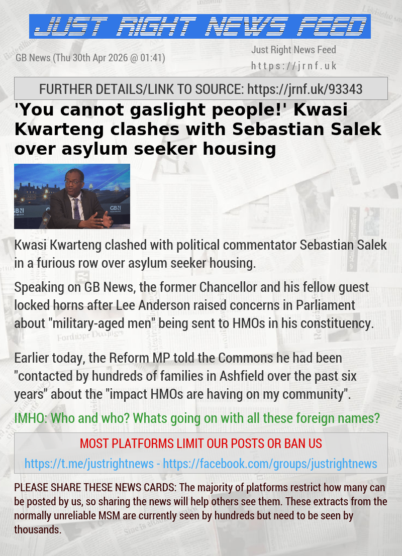 ‘You cannot gaslight people!’ Kwasi Kwarteng clashes with Sebastian Salek over asylum seeker housing